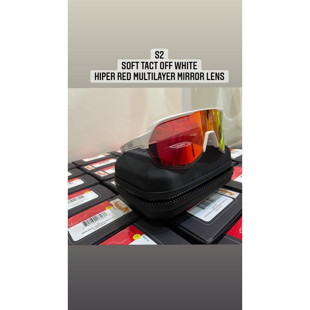 Sunglasses 100% S2 Off White Hiper Red Multilayer Mirror Lens / Ori