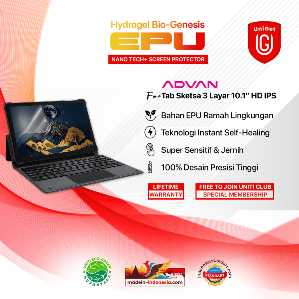 UniGet EPU BIO GENESIS Hydrogel for ADVAN Tab Sketsa3 Layar 10.1" HD IPS Screen Guard Protector (Nan