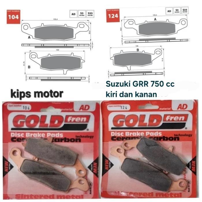 Kampas rem depan kiri kanan Suzuki GSX GSF SV 650 GSR 750 1000 Gold Fren 104 & 124