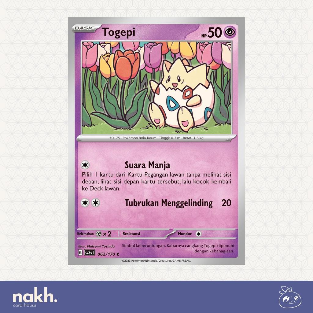 Kartu Pokemon TCG Indonesia Kilau Hitam sv3s 062/170 Togepi