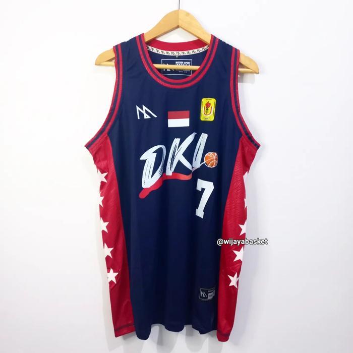 Jersey Basket Original Pomnas Dki Jakarta Nomor Random - Navy