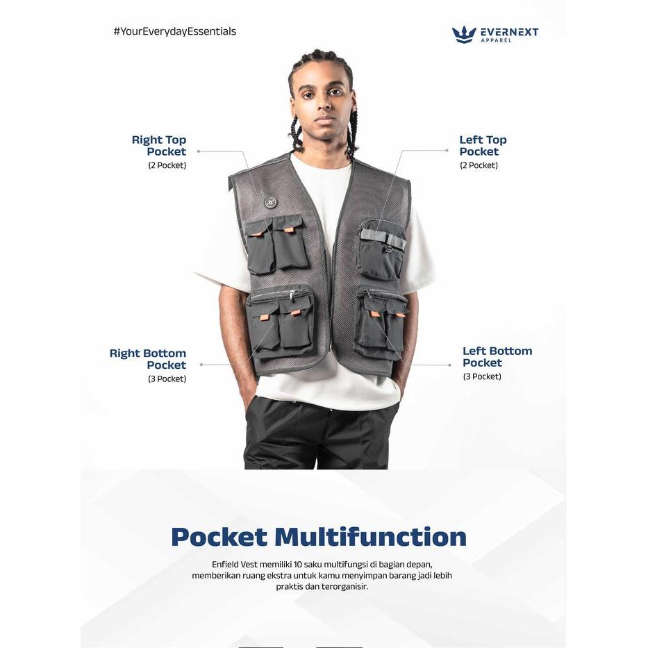 EVERNEXT Rompi Outdoor Parasut Pria Tactical Vest Enfield Pria Water Resist Vest Distro Terbaru