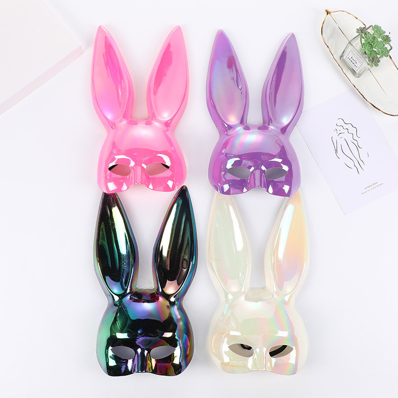 Black White Rabbit Mask Halloween Party Decoration Party Long Ears Rabbit Bunny Mask Costume Cosplay