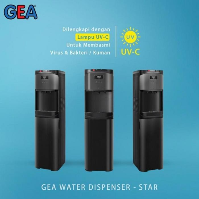 nozv- Dispenser Gea Star Galon Bawah Bottom Loading Self Sanitizing With Uv Lamp Hitam Black
