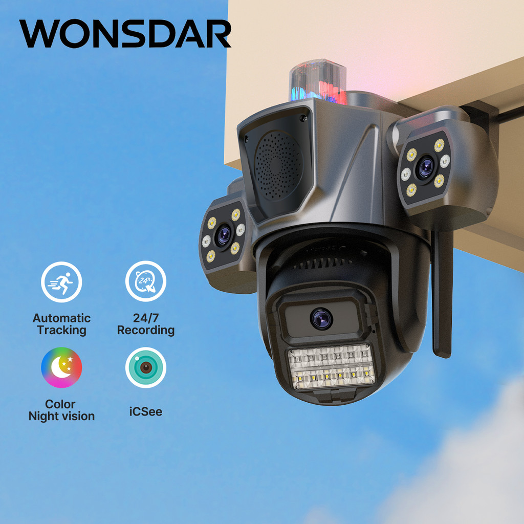 Speaker WiFi Camera IP Camera Triple Lens Outdoor Sound Fills AI Human Detection Auto Tracking PTZ