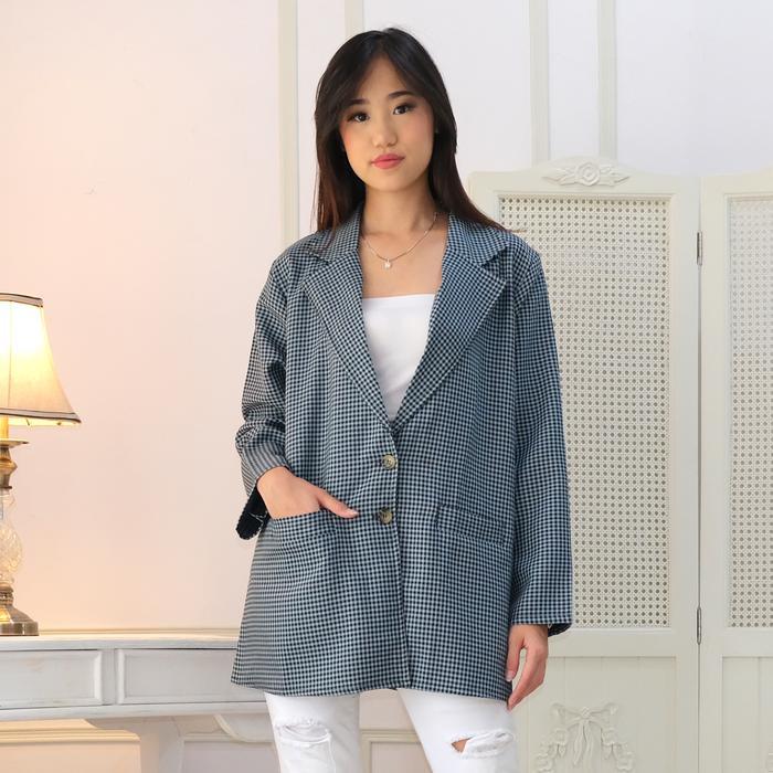 BLAZER WANITA KOTAK-KOTAK / BLAZER JUMBO / BLAZER WANITA BAJU KANTONG