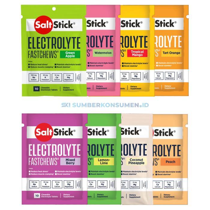News SaltStick FastChew Semua Rasa 10pc Sachet / Salt Stick Electrolyte Fast Chews FastChews