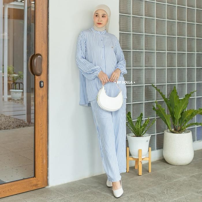 RELIGBANGET- By Dolla - Malika Oneset Motif Celana Kulot - Baju Oneset Wanita Muslim - Rayon Lembut
