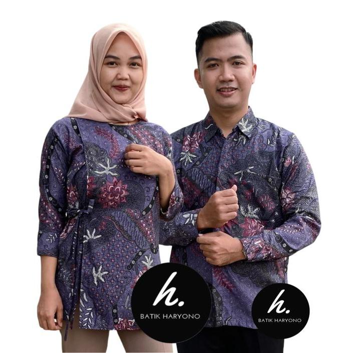 (COD) BATIK HARYONO BAJU BATIK DEWASA COUPLE PRIA WANITA SERAGAM LENGAN PANJANG