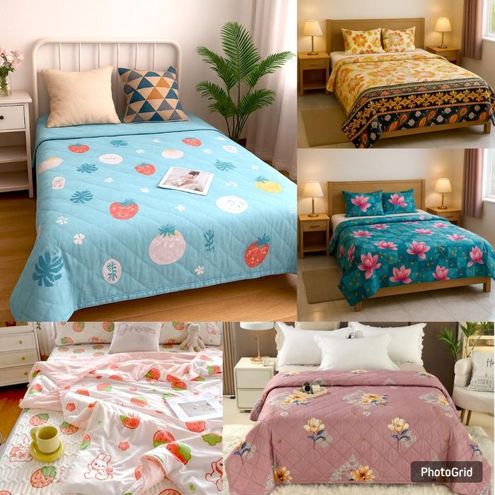 Selimut Bedcover Katun / Selimut Bedcover Aesthetic Atisashop 180X200 Bahan Halus Korean Design