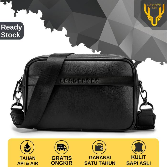 Eiger Adventurre Store - Tas Selempang Pria Kulit Sapi Asli Leaderbag Terbaru Warna Hitam Atau
