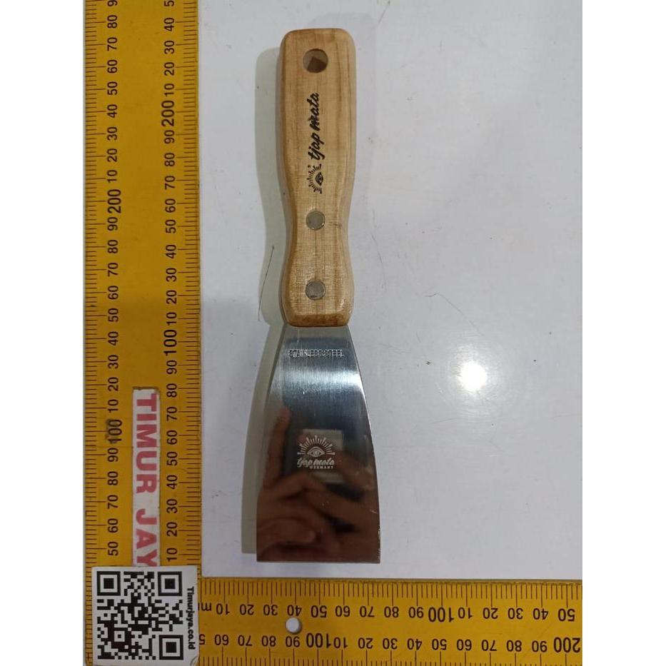 TOOLHOME- Tjap Mata 2 Inch Stainless Asli Kape Gagang Kayu Scraper Skrap