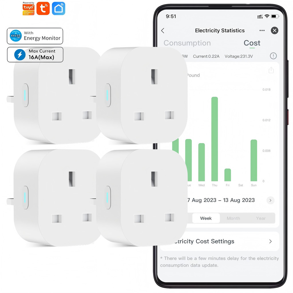 Smart Uk Plug Work With Alexa&Google Home Smart Plug With Energy Monitoring Mini Smart Socket Wifi