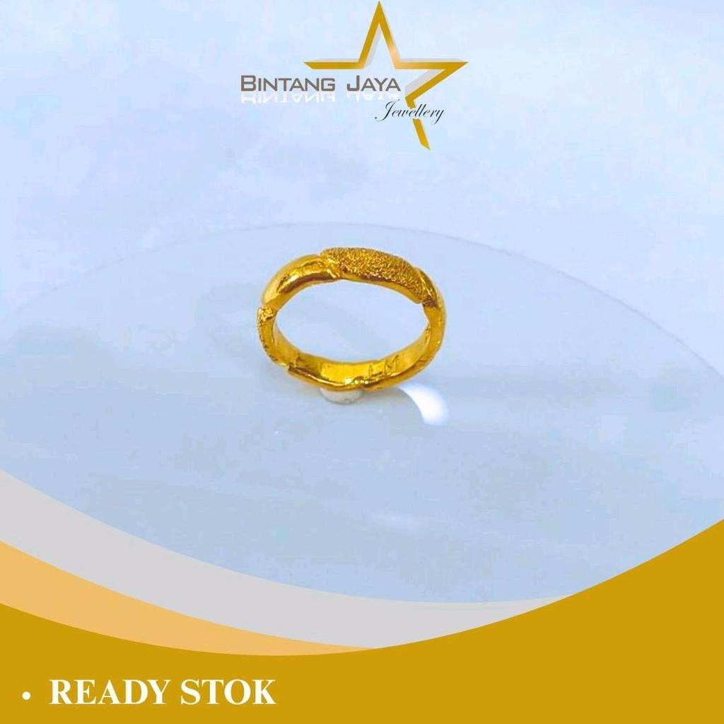 Cincin Emas Asli - Kadar (LM99) Rotan Bambu Pasir - Kadar LM99 - Berat 5gr - Size No. 9 – Bold & cla