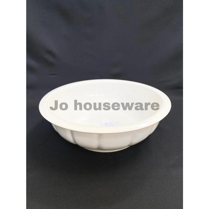 SALE Mangkok keramik bulat besar diameter 27 cm putih ukir polos makan 80-3 Termurah