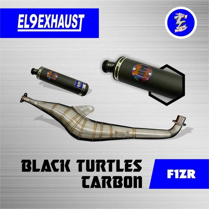 Knalpot Fizr/F1Zr/Fiz/Force1 Kolong Samping Stainless Black Carbon Turtles El9
