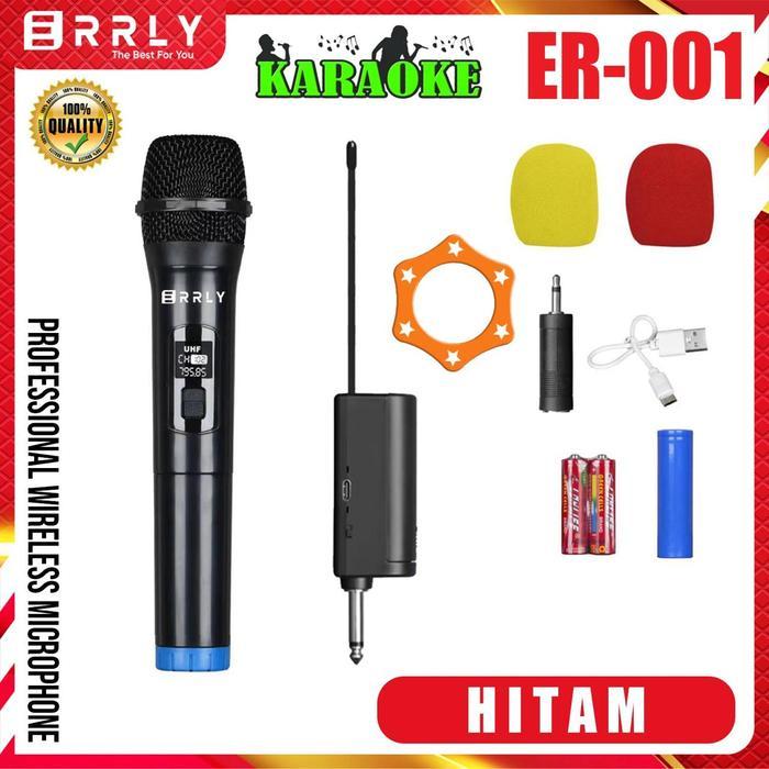ERRLY Mic Microphone Karaoke 1Mic ER001 Wireless With Receiver System Set Mic Penagkap Wireless MIC