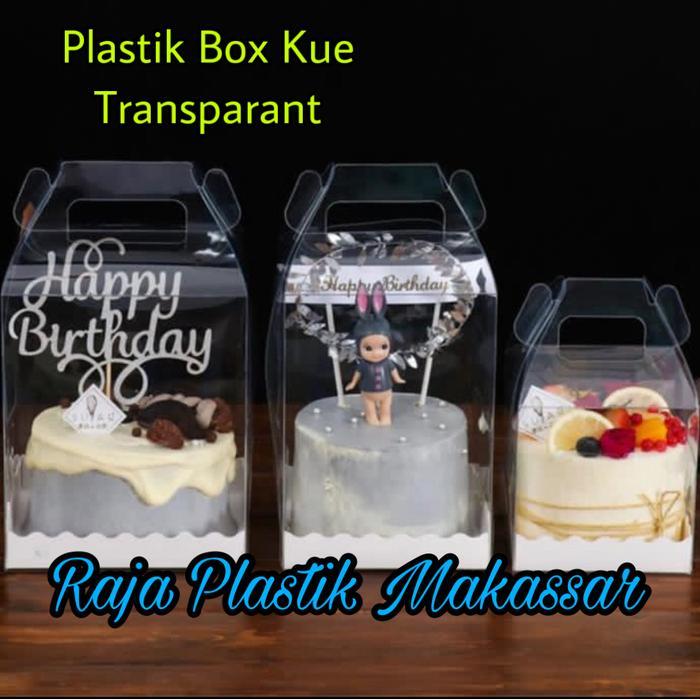Plastik Box Kue Transparant 20x20x14cm / Box Cake Hampers 20x20x14cm