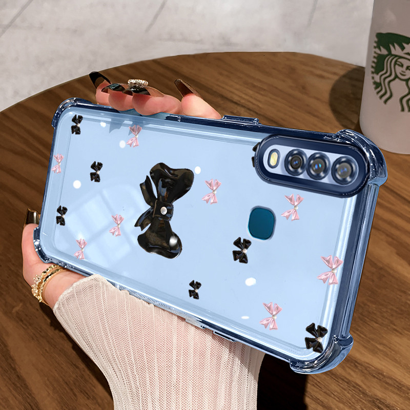 Casing Hp untuk VIVO Y17 Y15 Y12 Y3 Y3s 2020 Y12i Case Black Pink Shiny Bow Kasing Bumper back Cover