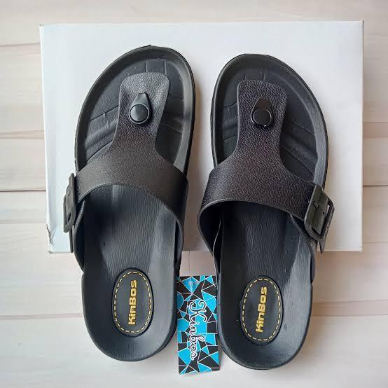 TERMURAH Grosir Sandal Sendal Cowok KinBos Jepit size 40 - 44 khusus Hitam
