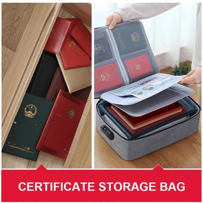 Vixplorn-Tas Penyimpanan Dokumen Tahan Air Tahan Api Folder File Folder Perjalanan Organisator