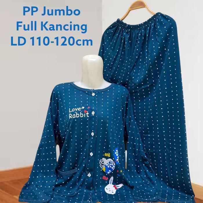 sbcx- Set Babydoll Full Kancing Pp Jumbo Bahan Kaos Lengan Panjang Celana Panjang Baju Tidur