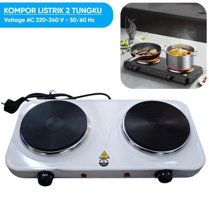 KOMPOR LISTRIK INDUKSI 2 TUNGKU PORTABLE ADJUSTABLE HOT PLATE 2000W