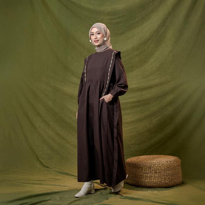 TERMURAH ZM Zaskia Mecca - Kavita Gamis Dress Muslim Bordir Lembut Nyaman - Romansa Khatulistiwa -