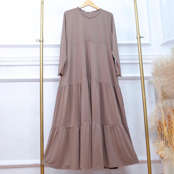 TERMURAH Gamis Jersey Susun Busui - JV Hasanah Rabia Ruffle Dress