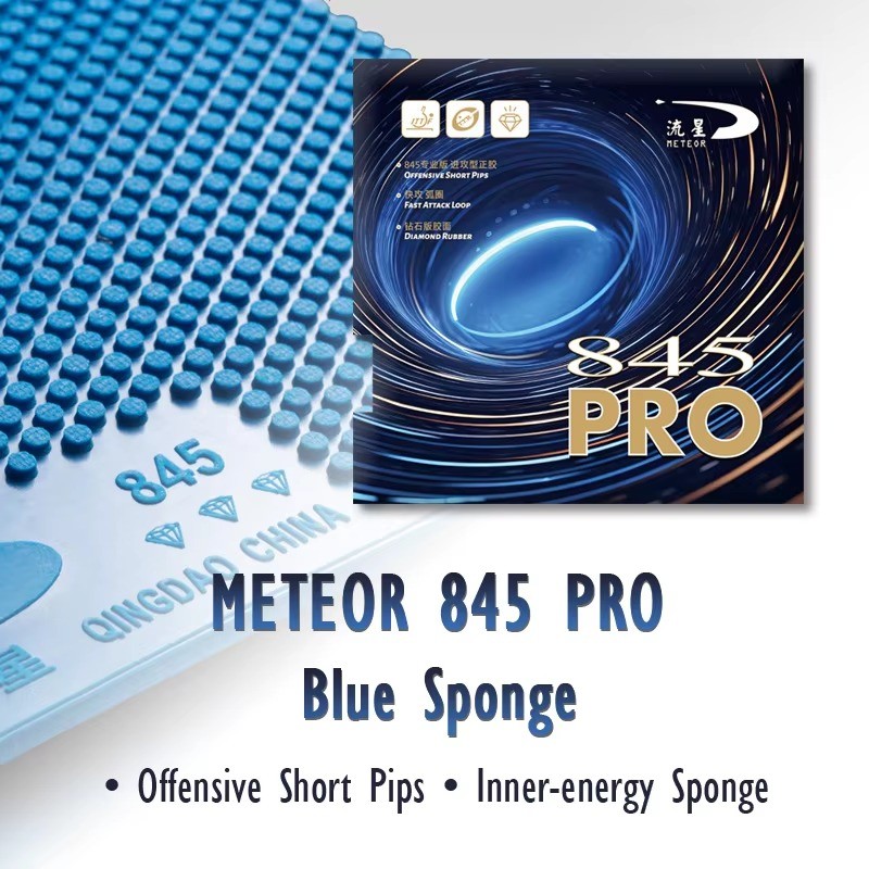 Meteor 845 Pro Blue Sponge Table Tennis Rubber Fast Attack Offens Pi-Out Inner-Energy Ping Pong