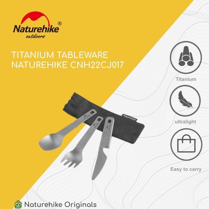 TITANIUM TABLEWARE PISAU SENDOK GARPU CAMPING NATUREHIKE CNH22CJ017