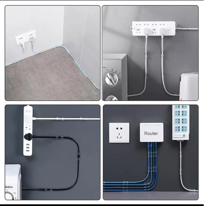 KLIP KABEL ORGANIZER PENJEPIT CLAMP TEMPEL DINDING TEMBOK HITAM PUTIH