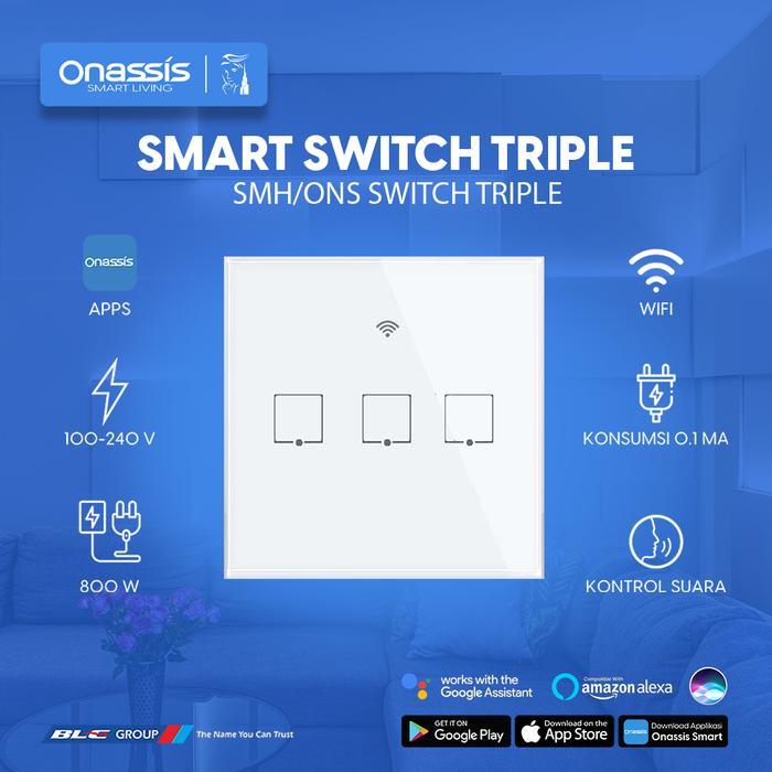 Onassis Smart Switch Triple White Voice Command