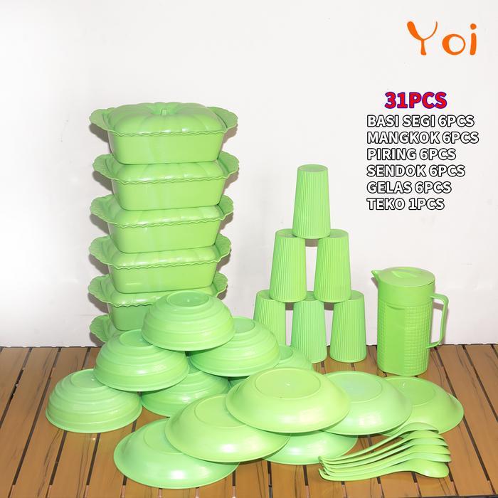 Yoi - Piring Plastik Set 31Pcs / Set Prasmanan / Perabotan Dapur Lengkap Termurah Mangkok Sendok