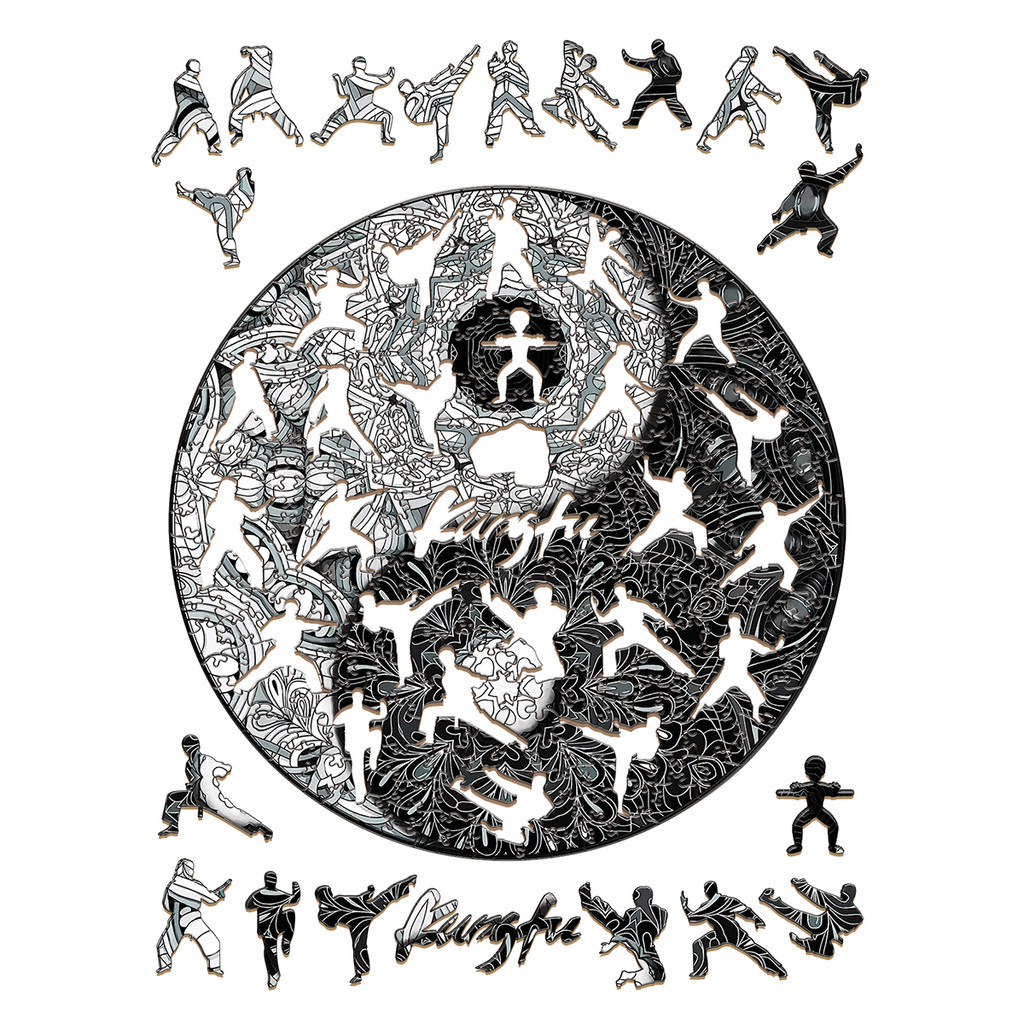 Wooden Jigsaw Black White Tai Chi Puzzle Board Educational Game Toys School Students And Adults Inte