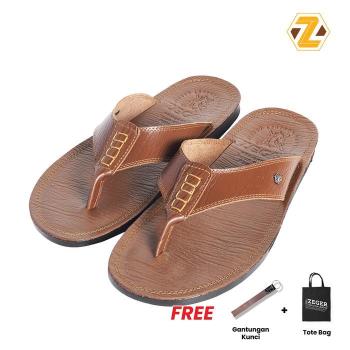 TERMURAH Zeger footwear Sandal Pria Kulit Sapi Jepit - TS 702