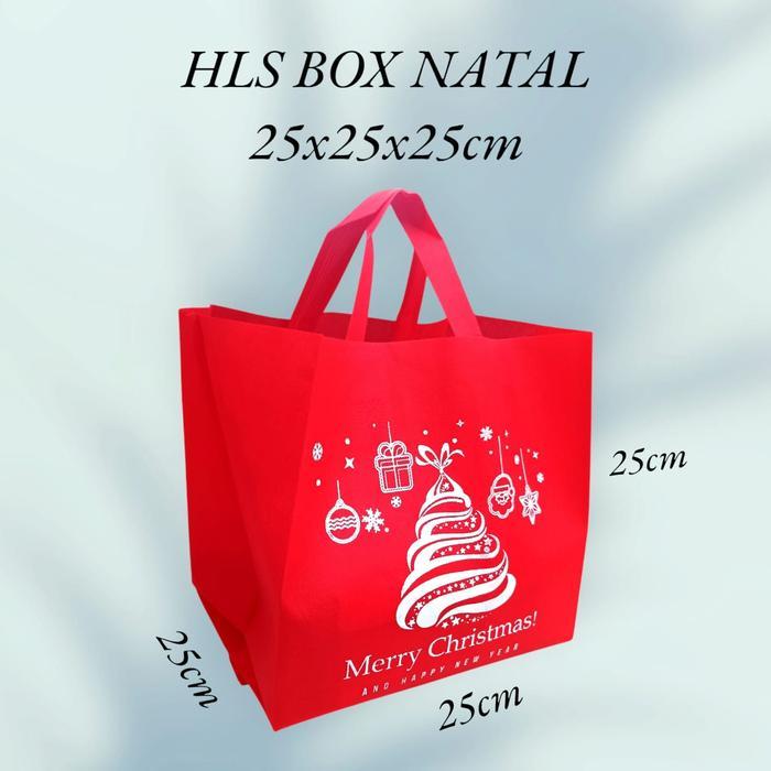 IS Tas Kain Spunbond Box Kue Natal / Goodie Bag Kotak Natal