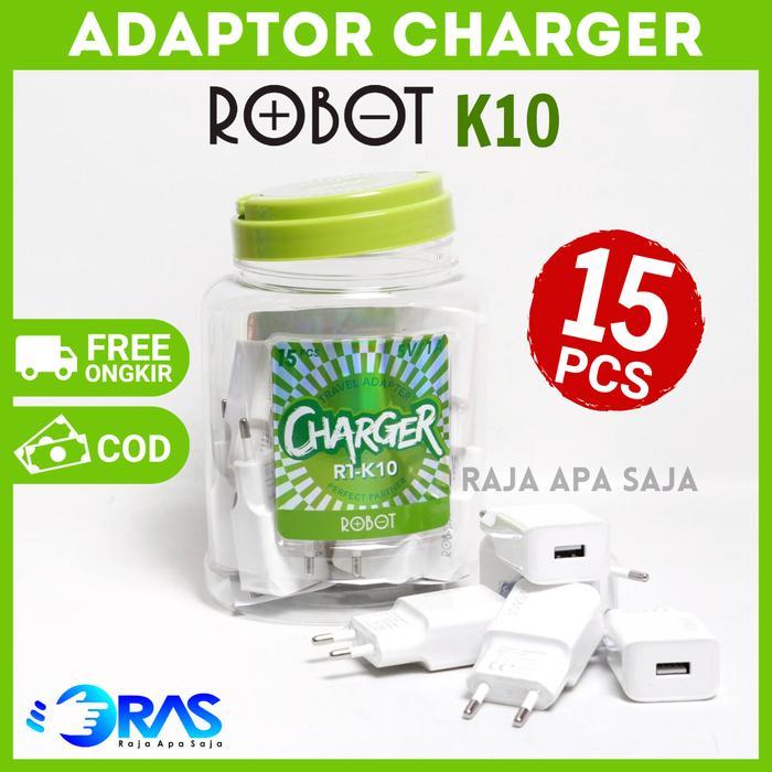 Kepala Charger Robot Isi 15 Pcs Toples Adaptor Adapter Batok Cas Casan Garansi Original Asli