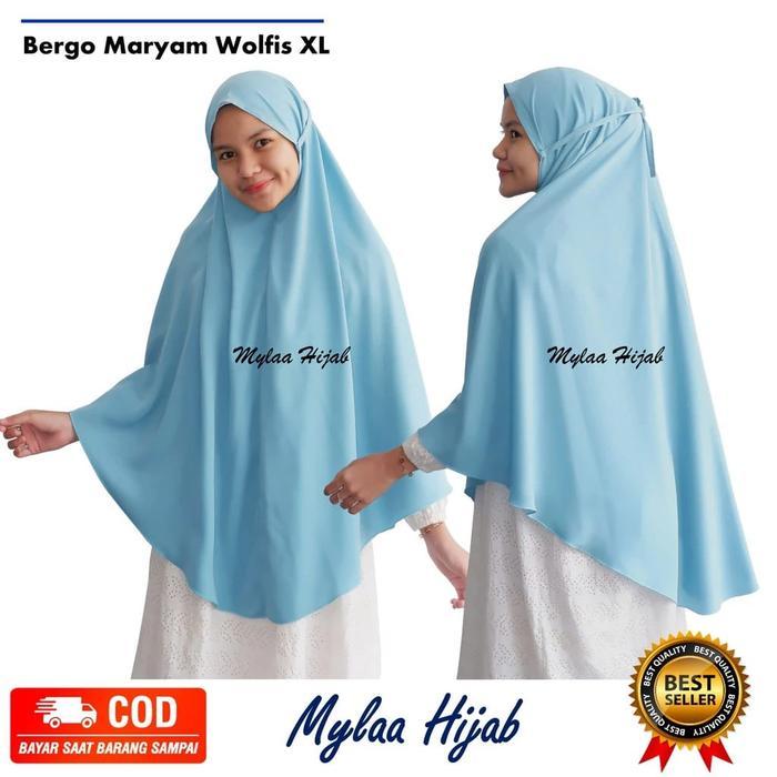 dowg- Mylaa Hijab Bergo Maryam Instan Bahan Wolfis Premium Grade A Size Xl Hijab Kerudung