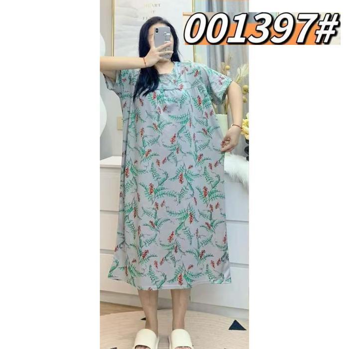 sbcx- Daster Spandex Super Jumbo Murah Adem Motif Bunga Dress Tidur Wanita Bumil Import