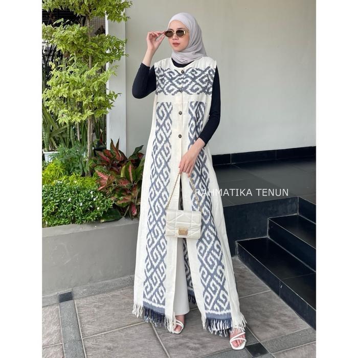 Outer Rara Series Long Outer Tanpa Lengan - Cardigan Wanita Tanpa Lengan - Outer Kancing Depan Aktif