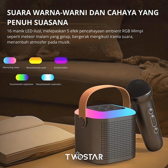 Twostar Ts-10 2 Mic Speaker Bluetooth Mini Karaoke Set Wireless Tanpa Kabel