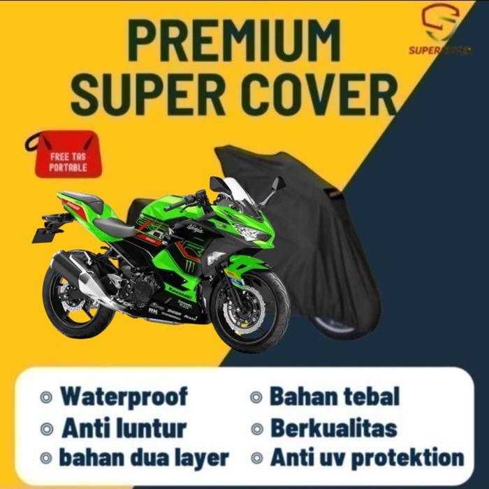 Premium Cover Motor/Sarung Motor Kawasaki Ninja 250 Fi Super Cover Tebal Anti Uv Anti Cakar Kucing