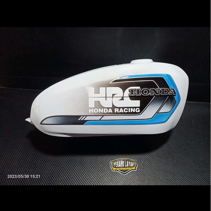 Tangki Cb125 Galvanis Cat Putih Motif Honda Racing Tengki Tangki Cb 125 Cat Putih Galvanis Motif