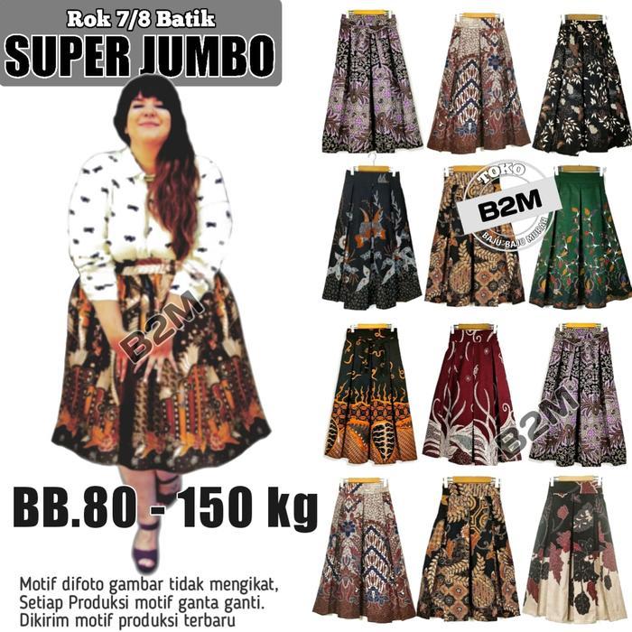 Promo Rok Batik Jumbo Over Size 7Xl Skirt 7/8 Big Size Rok Kerja Super Jumbo Bawahan Wanita Motif
