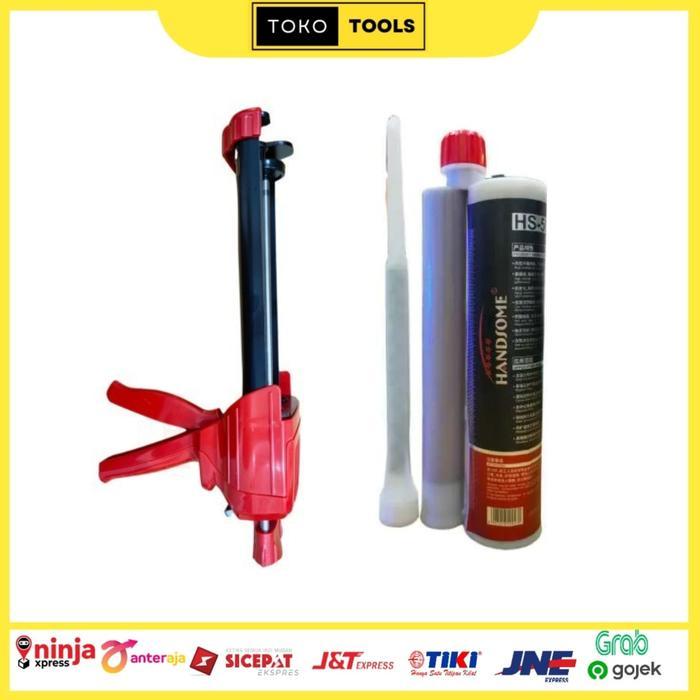 Handsome Satu set Lem beton / Lem angkur + Alat Tembak Angkur