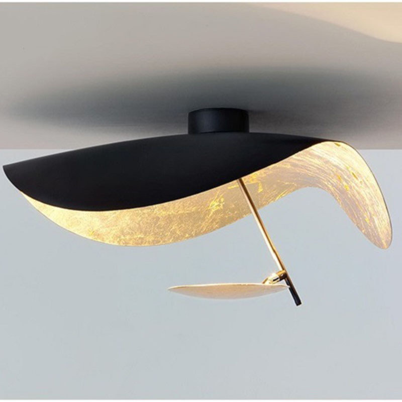 - Vintage Ceiling Light Lotus Leaf Lamp Iron Black Gold Design Lamp