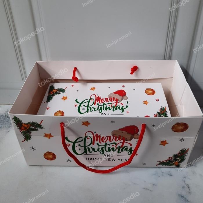 IS Box + Paper bag natal, box natal,kardus natal,paper,dus brownies natal