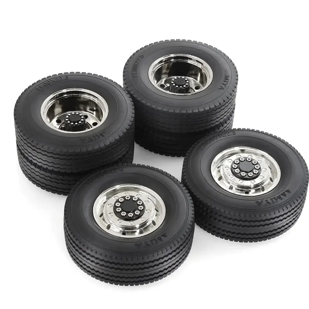 1/14 Tamiya Rc Truck Unrsal Metal Wheel Rim & Tire Set, Upgrade Parts For El Cars