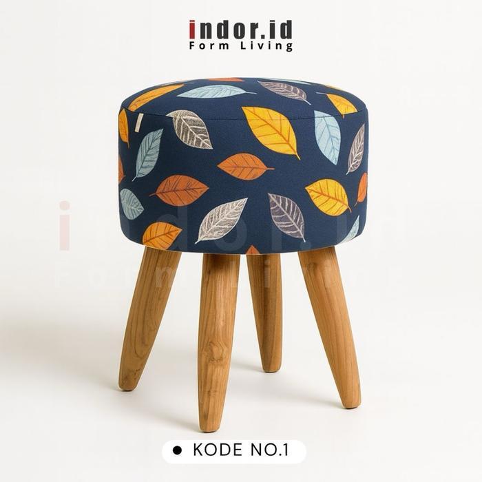 Kursi Stool Sofa Bulat Size 40X45 Bahan Kanvas Busa Kenyal - Sofa Stool Lebih Besar - Sofa Stool